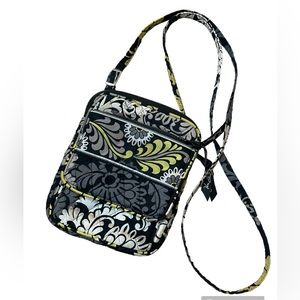 Vera Bradley Yellow, Black White & Floral Design Crossbody Purse